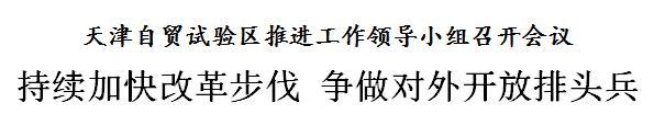 天津自贸区推进工作领导小组：持续加快改革步伐 争做对外开放排头兵