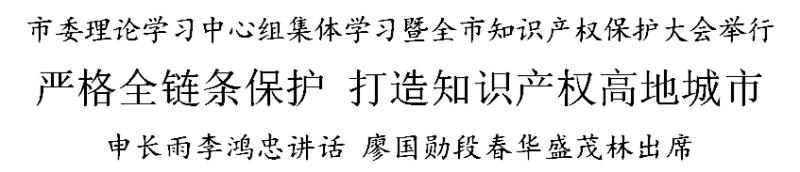 李鸿忠：严格全链条保护，打造知识产权高地城市