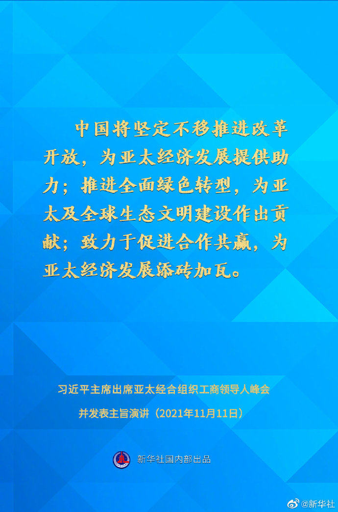 习近平在亚太经合组织工商领导人峰会上的主旨演讲要点速览