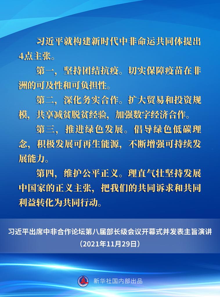 习近平在中非合作论坛第八届部长级会议开幕式上的主旨演讲要点速览